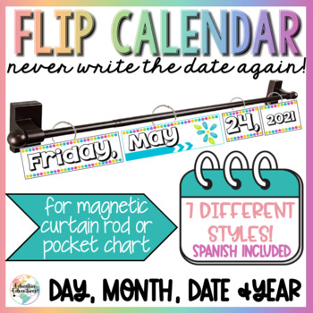 Preview of Flip Calendar Cards Chart Display | Classroom Decor Hanging Date Sign Whiteboard