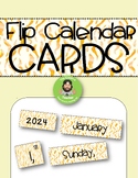 Editable Orange zebra themed Flip Calendar Cards Chart Dis