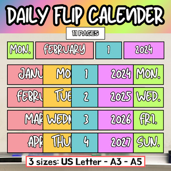Preview of Flip Calendar Classroom Calender Classroom Decor Printable Storage Label