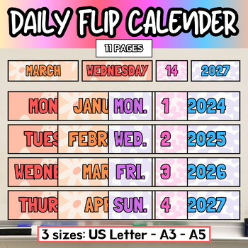 Preview of Flip Calendar Classroom Calender Classroom Decor Printable Storage Label