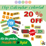 Flip Calendar English Colorful Printable Or Digital