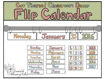 Preview of Flip Calendar - Muted Rainbow Theme - For magnetic curtain rod