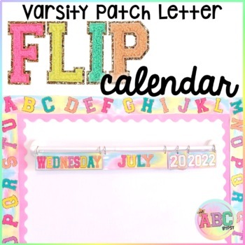 Preview of Flip Calendar & Pocket Chart Calendar Cards - Varsity Patch Letters