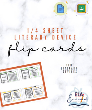 Preview of Flip Cards: Literary Device of the Day (10) 1/4 Sheet | Print (Google Doc)