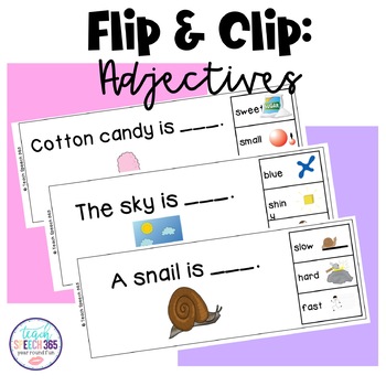 Preview of Flip & Clip: Adjectives and Companion Activities + Boom Cards™ Speech Therapy