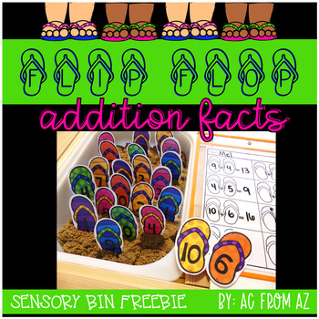 Preview of Flip Flop Addition Facts (within 20) Sensory Bin Freebie