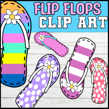 Flip Flop Clip Art- PNG Files, Striped, Polka Dot, 21 Options, Summer