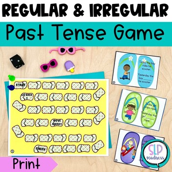 Preview of Summer Regular Irregular Past Tense Verbs Game Speech Therapy
