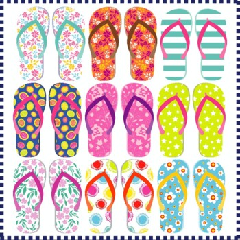 Flip Flops Clipart / Beach Shoes Graphics / Summer Vector Illustration