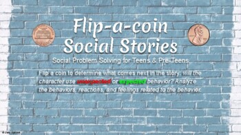 Preview of Flip-a-Coin Social Stories (BOOM CARDS™, perspective taking, pragmatics)