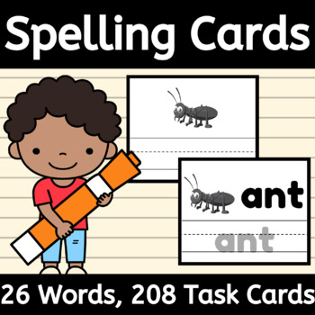 Preview of Spelling Task Cards with Tracing and Writing Words for Autism Special Education