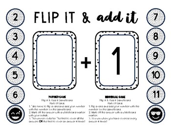 Preview of Flip it & Add it | Addition Facts Game | Partner Game | Card Game | Adding