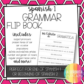 Preview of Spanish 1 Grammar Review Flip Book for Interactive Notebooks