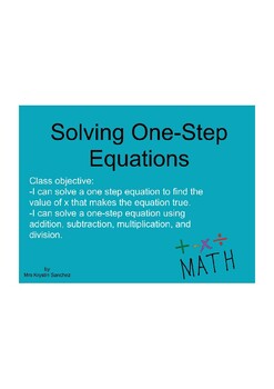 Preview of Flipchart: Solving one-step equations (no integers)