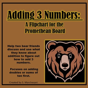 Preview of Flipchart for Adding 3 Numbers: Bear Theme