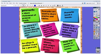 Preview of Flipchart for Theme of Adages, Proverbs, and Idioms Week Long Mini-lessons 4-6