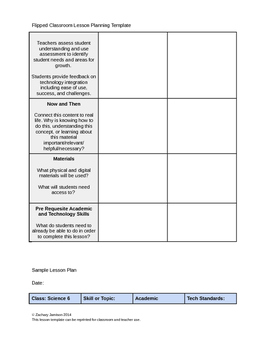 Flipped Classroom Lesson Plan Template by Napping in the Teacher's Lounge