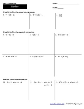 Preview of FlippedMath Expressions Unit Review