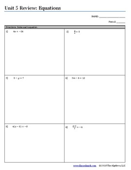 Preview of FlippedMath Solve Equations Unit Review