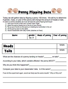 Preview of Flipping Pennies to Gather Raw Data