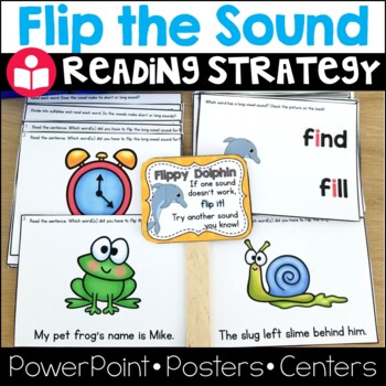 Preview of Flippy Dolphin Reading Strategy: Lesson Plan, Center, PowerPoint: CC Aligned!