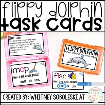 Preview of Flippy Dolphin Strategy Task Cards- Flip the Vowel Sound - Decoding Strategy