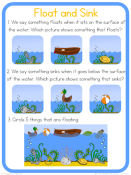 Float and Sink circle time questions by Little Blue Orange | TpT