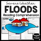 Floods Informational Reading Comprehension Worksheet Sever