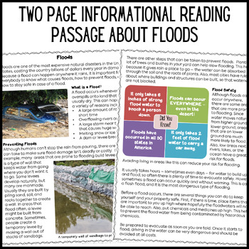 Floods Reading Comprehension with Differentiated Questions | TpT