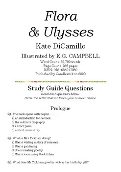 Preview of Flora & Ulysses by Kate DiCamillo; Multiple-Choice Study Guide Quiz