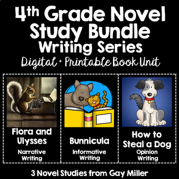 Preview of Flora and Ulysses, Bunnicula, & How to Steal a Dog 4th Grade Novel Studies