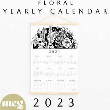 Preview of Floral 2023 Botanical Wall Calendar  | 2023 calendar, printable 2023 calendar