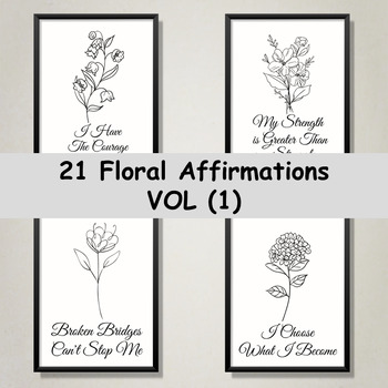 Preview of Floral Self-talk Affirmations for Self-love, Self-acceptance & Personal Growth