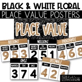 Floral Black and White Classroom Decor | Place Value Poste
