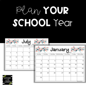 Floral 2023-2024 School Year Calendar by Lessons with Landry | TPT