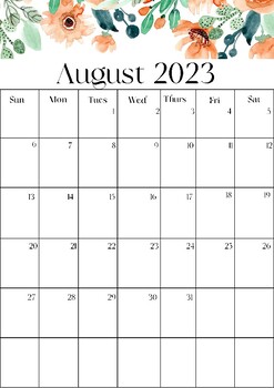 Floral Boho Calendar August 2023-August 2024 by EduTechy | TPT