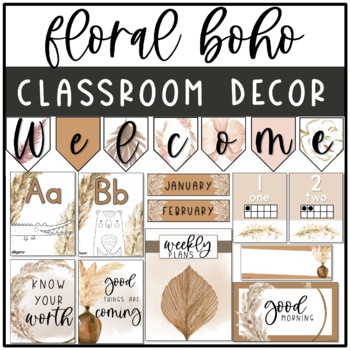 Preview of Floral Boho Classroom Decor: BIG BUNDLE