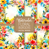 Floral Borders - Pretty Watercolor Spring Background Frames