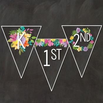 Floral Chalkboard Editable Pennant by Megan McCall | TPT