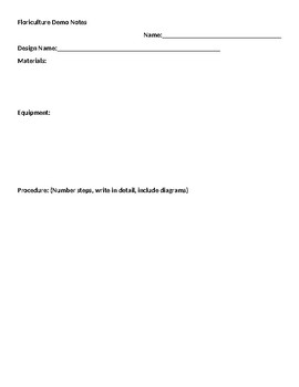 Preview of Floral Design Floriculture Demonstration Notes