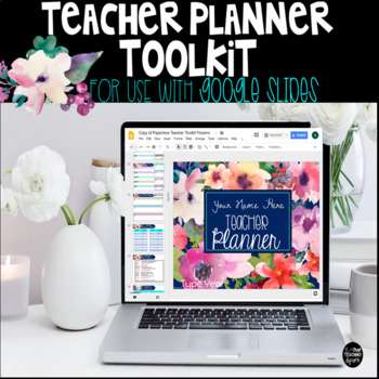 Preview of Floral Digital Teacher Planner Toolkit to use with Google Drive