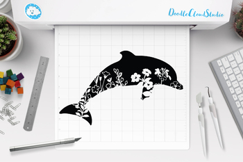 Floral Dolphin Svg Cut Files Floral Dolphin Clipart Sea Animal Svg Dolphin