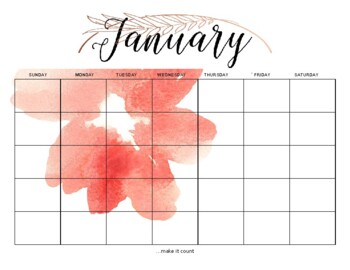 Preview of Floral Editable Calendar