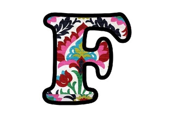 Preview of Floral Fabric Bulletin Board Letters, Textile, Asian Classroom Decor