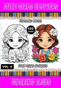 Preview of Floral Fiesta Awaits: Instant PDF Access to Cute Girls Flowers Coloring Pages V4