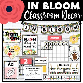 Preview of Floral Flower Decor Editable Classroom Decor