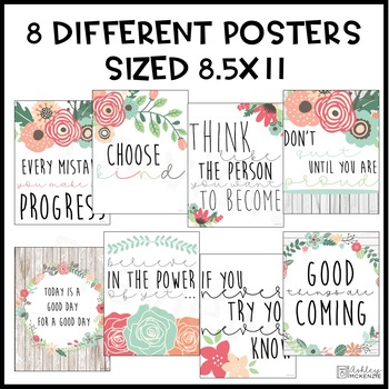 Floral Growth Mindset Posters by Ashley McKenzie | TPT