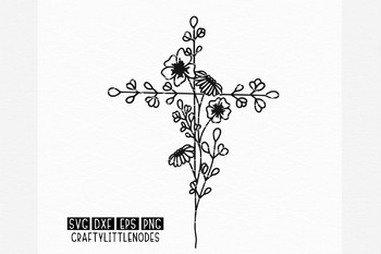 Download Floral Hand Drawn Cross By Craftylittlenodes Teachers Pay Teachers