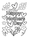 Floral & Hearts Happy Mother's Day Coloring Pages Printabl