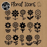 Floral Icons - Vector Daisy Flower Pictogram Clipart